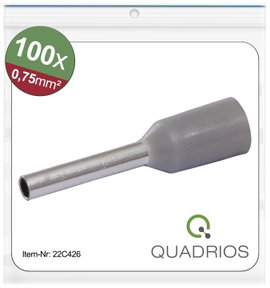 Quadrios 22C426 Érvéghüvely 0.75 mm² Részlegesen szigetelt Szürke 1 készlet
