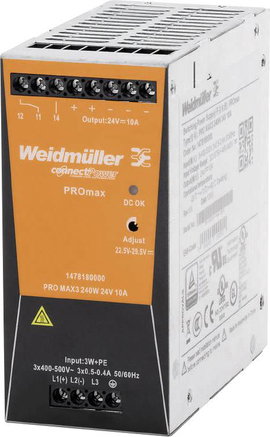 Weidmüller PRO MAX3 480W 24V 20A Kalapsínes tápegység 12 V/DC 20 A 480 W Tartalom, tartalmi egységek