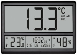 TFA Dostmann 60.4523.01 Rádiójel vezérlésű Falióra 360 mm x 235 mm x 28 mm Fekete Nagy kijelző
