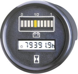 Autós akkufeszültség és üzemóra számláló műszer 12V 0 - 99999.9 h Ø 52 mm Bauser 830