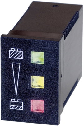 LED-es akku töltésjelző, akkufeszültség visszajelző 9-15V/DC 22x33mm Bauser 824