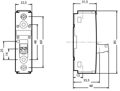 Félvezető relé, Sirius 3RF21 Siemens 3RF2130-1AA02 Terh.áram 30 A Kapcsolási feszültség 24 - 230 V/A 3. kép