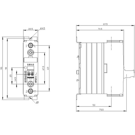 Félvezető kontaktor, védőkapcsoló Sirius 3RF23 Siemens 3RF2310-1AA02 kimenet 10,5 A 24 - 230 V/AC 3. kép