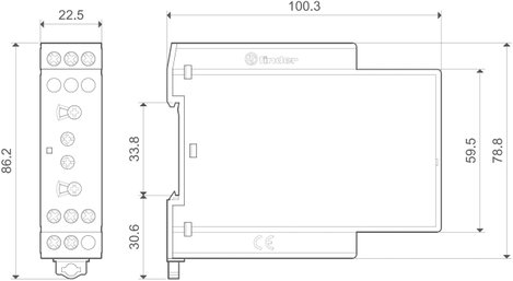 Többfunkciós ipari időrelé, aszimmetrikus ütemadó, 83.91.0.240.0000 Finder 24 - 240 V DC/AC 1 váltó 3. kép