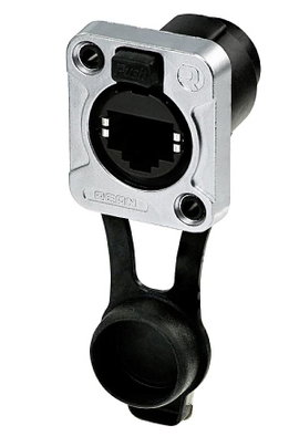 Rean AV RJ45 átmenő panelcsatlakozó, IP65, fekete krómozott D ház RRE8F-Z-001-1 Alj, egyenes 1 db