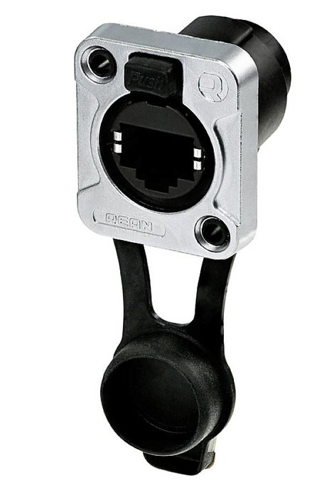 Rean AV RJ45 átmenő panelcsatlakozó, IP65, fekete krómozott D ház RRE8F-Z-001-1 Alj, egyenes 1 db