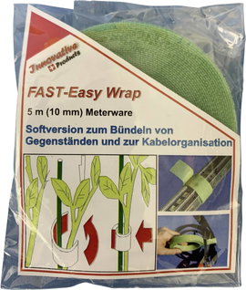 Tépőzár kerti használatra, 5 m x 10 mm, zöld, Fastech 701-322 Bag