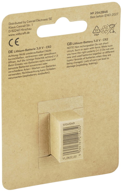 VOLTCRAFT CR2 CR 2 Fotóelem Lítium 800 mAh 3 V 1 db 3. kép