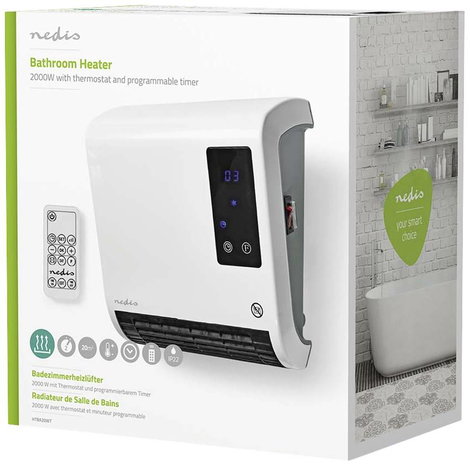 Nedis HTBA20WT Kerámia fűtőventilátor HTBA20WT 20 m² Fehér, Szürke 8. kép