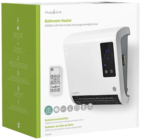 Nedis HTBA20WT Kerámia fűtőventilátor HTBA20WT 20 m² Fehér, Szürke 9. kép