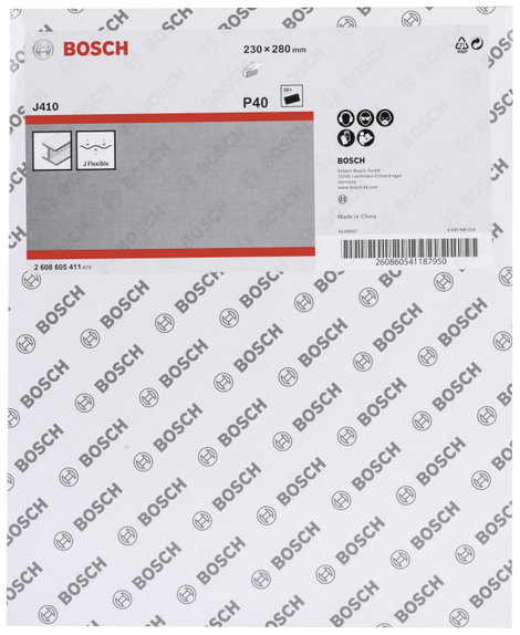 Bosch Accessories J410 2608605411 Csiszolólap Szemcsézet 40 (Sz x Ma) 230 mm x 280 mm 1 db 2. kép
