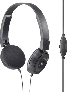 Renkforce RF-HS-130 On Ear fejhallgató Vezetékes Stereo Fekete Hangerő szabályozás