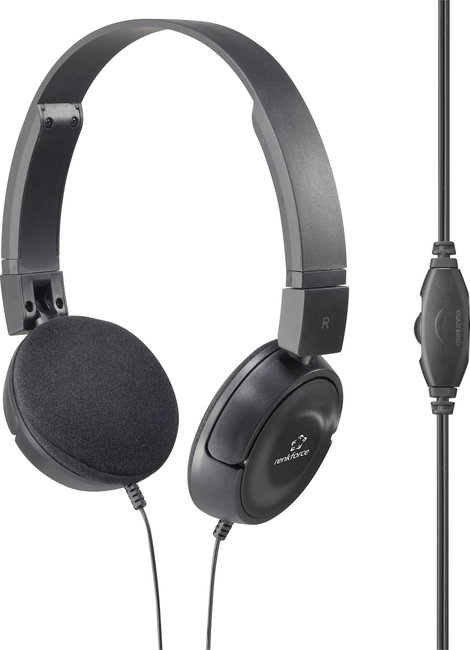 Renkforce RF-HS-130 On Ear fejhallgató Vezetékes Stereo Fekete Hangerő szabályozás