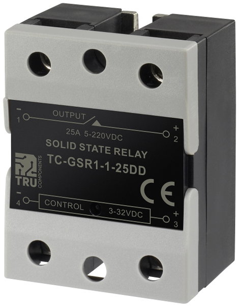 TRU COMPONENTS Félvezető relé TC-GSR-1-25DD 25 A Kapcsolási feszültség (max.): 220 V/DC Egyenáram át
