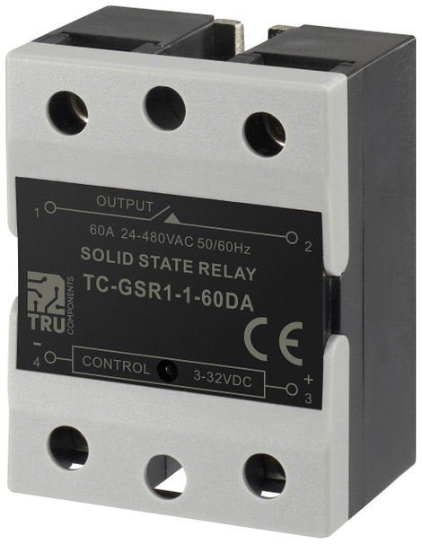TRU COMPONENTS Félvezető relé TC-GSR-1-60DA 60 A Kapcsolási feszültség (max.): 480 V/AC Egyenáram át