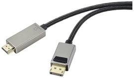 Renkforce Kijelző csatlakozó / HDMI Összekötőkábel DisplayPort dugó, HDMI-A dugó 2.00 m Fekete UHD 8