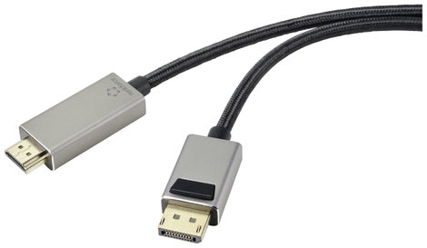 Renkforce Kijelző csatlakozó / HDMI Összekötőkábel DisplayPort dugó, HDMI-A dugó 2.00 m Fekete UHD 8