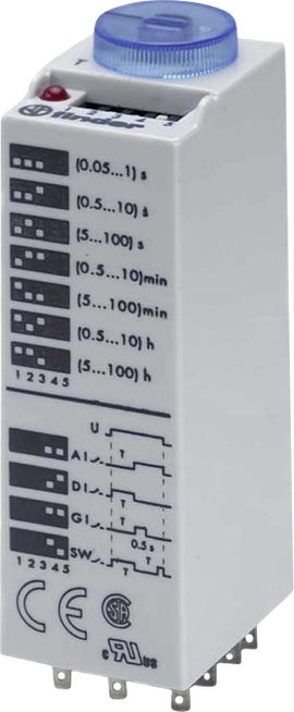 Finder 85.03.0.024.0000 85.03.0.024.0000 Időrelé 24 V DC/AC 1 db Időtartomány: 0.05 - 360000 mp 3 vá