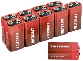9V-os alkáli mangán elemkészlet 550 mAh 9 V 10 db, VOLTCRAFT 6LR61