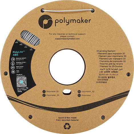 Polymaker PE01003 PolyLite 3D nyomtatószál ABS műanyag közel szagtalan 1.75 mm 1000 g Szürke 1 db 2. kép