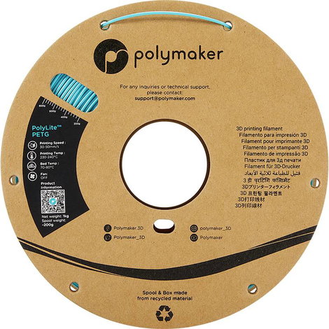 Polymaker PB01010 PolyLite 3D nyomtatószál PETG hőálló, nagy szakítószilárdság 1.75 mm 1000 g Türkiz 2. kép