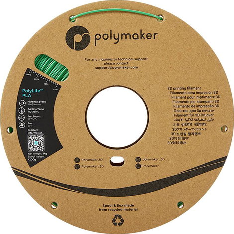 Polymaker PA02006 PolyLite 3D nyomtatószál PLA műanyag 1.75 mm 1000 g Zöld 1 db 2. kép