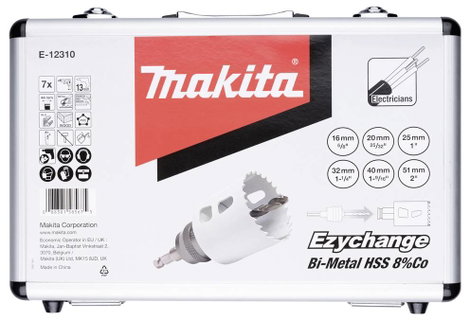 Makita E-12310 Lyukfűrész készlet 8 részes 16 mm, 20 mm, 25 mm, 32 mm, 40 mm, 51 mm 1 készlet 3. kép