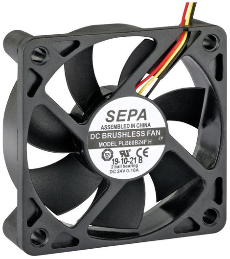 SEPA PLB60B24FSE31A Axiális ventilátor 24 V/DC 27.6 m³/óra (H x Sz x Ma) 60 x 60 x 15 mm