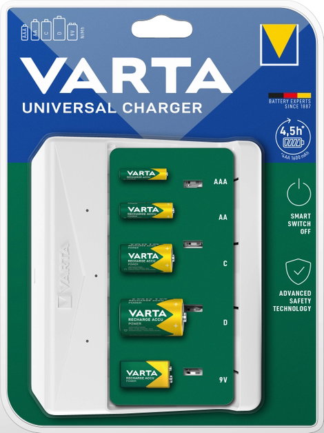 Varta Universal Charger Hengeres akku töltő NiMH Mikro (AAA), Ceruza (AA), Baby (C), Góliát (D), 9 V 12. kép