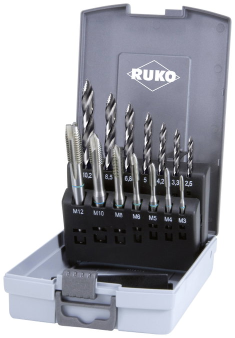 RUKO 259048RO Gépi menetfúró készlet 14 részes M3 - M12 DIN 352, DIN 376, DIN 338 HSS 1 készlet 3. kép