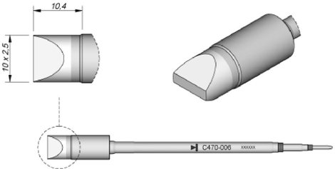 JBC Tools C470006 Forrasztóhegy Véső forma, Egyenes Hegy méret 2.5 mm Csúcs hossza 10 mm Tartalom, t 2. kép