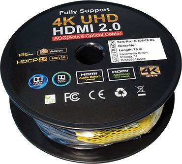Maxtrack HDMI Csatlakozókábel HDMI-A dugó, HDMI-A dugó 70.00 m Fekete C 508-70 ML Ultra HD (4k) HDMI 5. kép