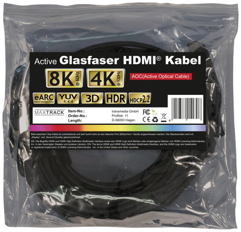 Maxtrack HDMI Csatlakozókábel HDMI-A dugó, HDMI-A dugó 15.00 m Fekete C 507-15 ML Ultra HD (8K) HDMI 3. kép