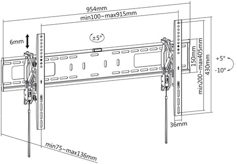 My Wall HP 52 L TV fali tartó 109,2 cm (43) - 228,6 cm (90) Dönthető 6. kép