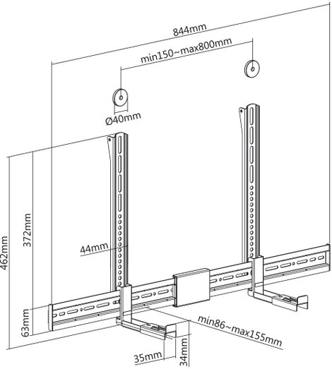 My Wall HZ 31 L Soundbar tartó Merev Fekete 1 db 6. kép