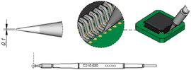JBC Tools C210020 Forrasztóhegy Gömbölyű, Egyenes Hegy méret 0.1 mm Csúcs hossza 80 mm Tartalom, tar