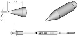 JBC Tools C245937 Forrasztóhegy Gömbölyű, Egyenes Hegy méret 0.6 mm Csúcs hossza 8 mm Tartalom, tart
