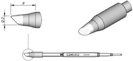 JBC Tools C245912 Forrasztóhegy Gömbölyű, ferdén levágott Hegy méret 3.0 mm Csúcs hossza 8 mm Tartal