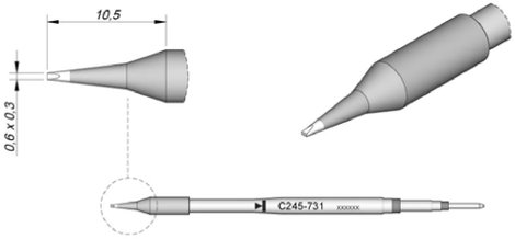 JBC Tools C245731 Forrasztóhegy Véső forma, egyenes Hegy méret 0.3 mm Csúcs hossza 11 mm Tartalom, t 4. kép