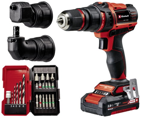 Einhell Power X-Change TE-CD 18/45 3X-Li +22 4513990 Akkus fúrócsavarozó 18 V 2 Ah akkuval, Szögadap