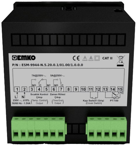 Emko ESM-9944-N 2 pontos, P, PI, PD, PID Hőmérséklet szabályozó Pt100 -200 - +1700 °C Relé, 5 A (H x 5. kép
