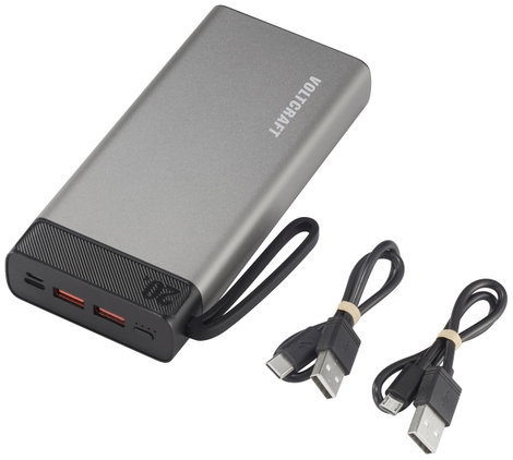 VOLTCRAFT PB-20-PD3.0 Powerbank 20000 mAh Power Delivery 3.0 LiPo Szürke-fekete állapotjelző 5. kép