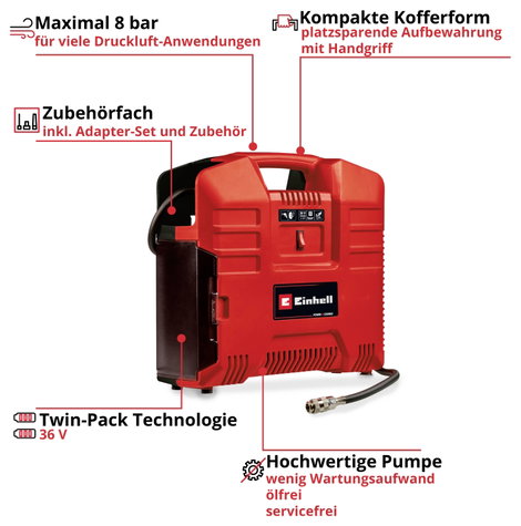 Einhell 4020440 Kompresszor Power X-Change TE-AC 36/8 Li OF 8 bar 3. kép