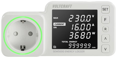 Konnektoros energiafogyasztás mérő adatgyűjtővel, Voltcraft SEM5000 2. kép