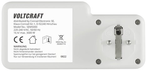 Konnektoros energiafogyasztás mérő adatgyűjtővel, Voltcraft SEM5000 3. kép