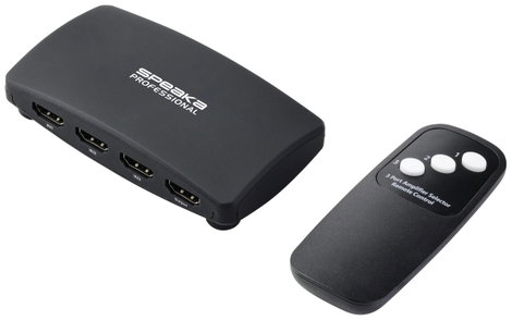 SpeaKa Professional SP-HDS-200 3 port HDMI switch Távirányítóval 7680 x 4320 pixel