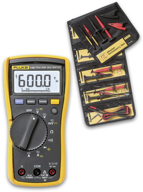Digitális kézi multiméterkészlet, CAT III 600 V, Fluke FLK115/TLK-225-1 4. kép