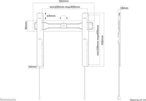 Neomounts LED-W400BLACK TV fali tartó 81,3 cm (32) - 139,7 cm (55) Merev 9. kép