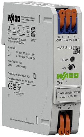 WAGO 2687-2142 Tápellátó ház 24 V/DC 1.25 A 30 W Tartalom, tartalmi egységek rendelésenként 1 db