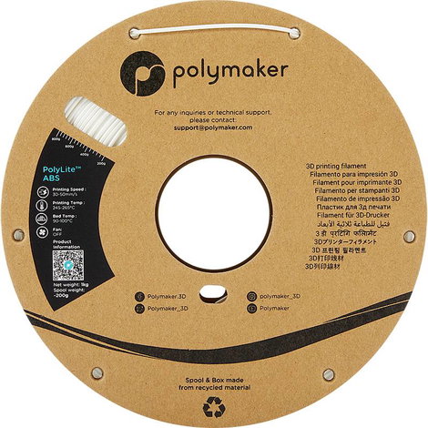 Polymaker PE01002 PolyLite 3D nyomtatószál ABS műanyag közel szagtalan 1.75 mm 1000 g Fehér 1 db 2. kép
